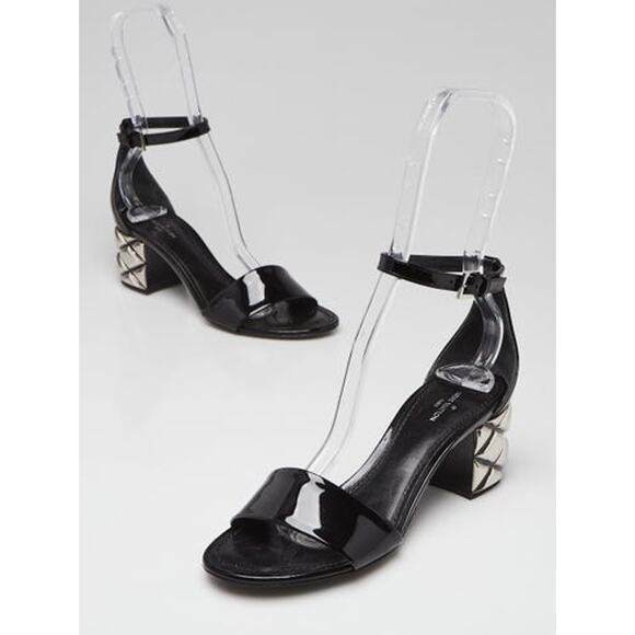 Louis Vuitton Black Patent Leather Silver-tone Sandals 36 sz - Picture 3 of 4